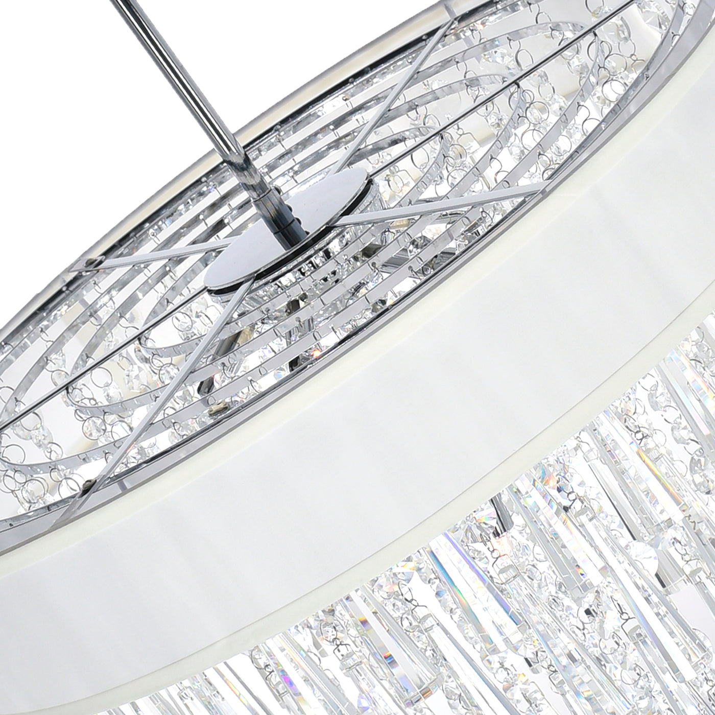 Franca 8 Light 22 Inch Chrome Chandelier with Off White Drum Shade