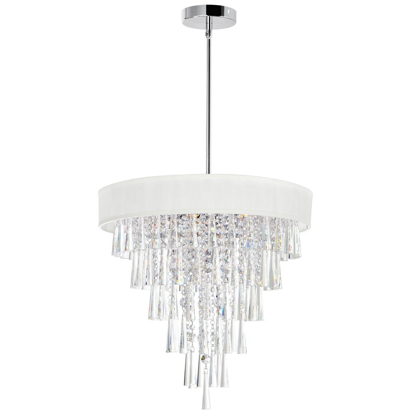 Franca 8 Light 22 Inch Chrome Chandelier with Off White Drum Shade