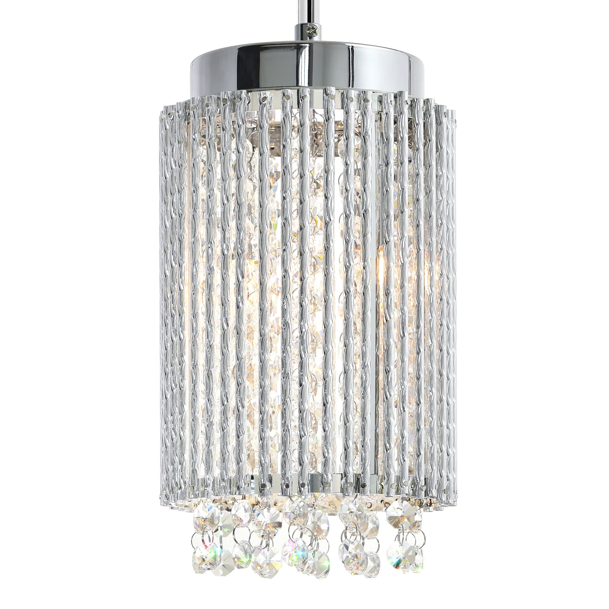 Claire 2 Light Drum Shade Mini Pendant With Chrome Finish