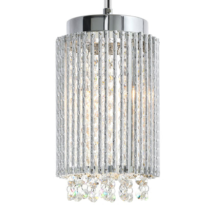 Claire 2 Light Drum Shade Mini Pendant With Chrome Finish