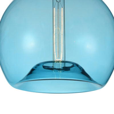 Glass 1 Light 12in Blue Pendant Light