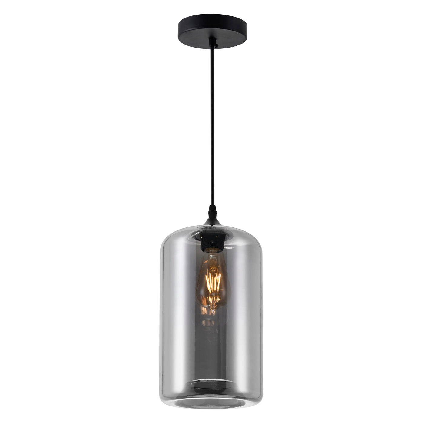 Glass 1 Light 7in Smoke Mini Pendant