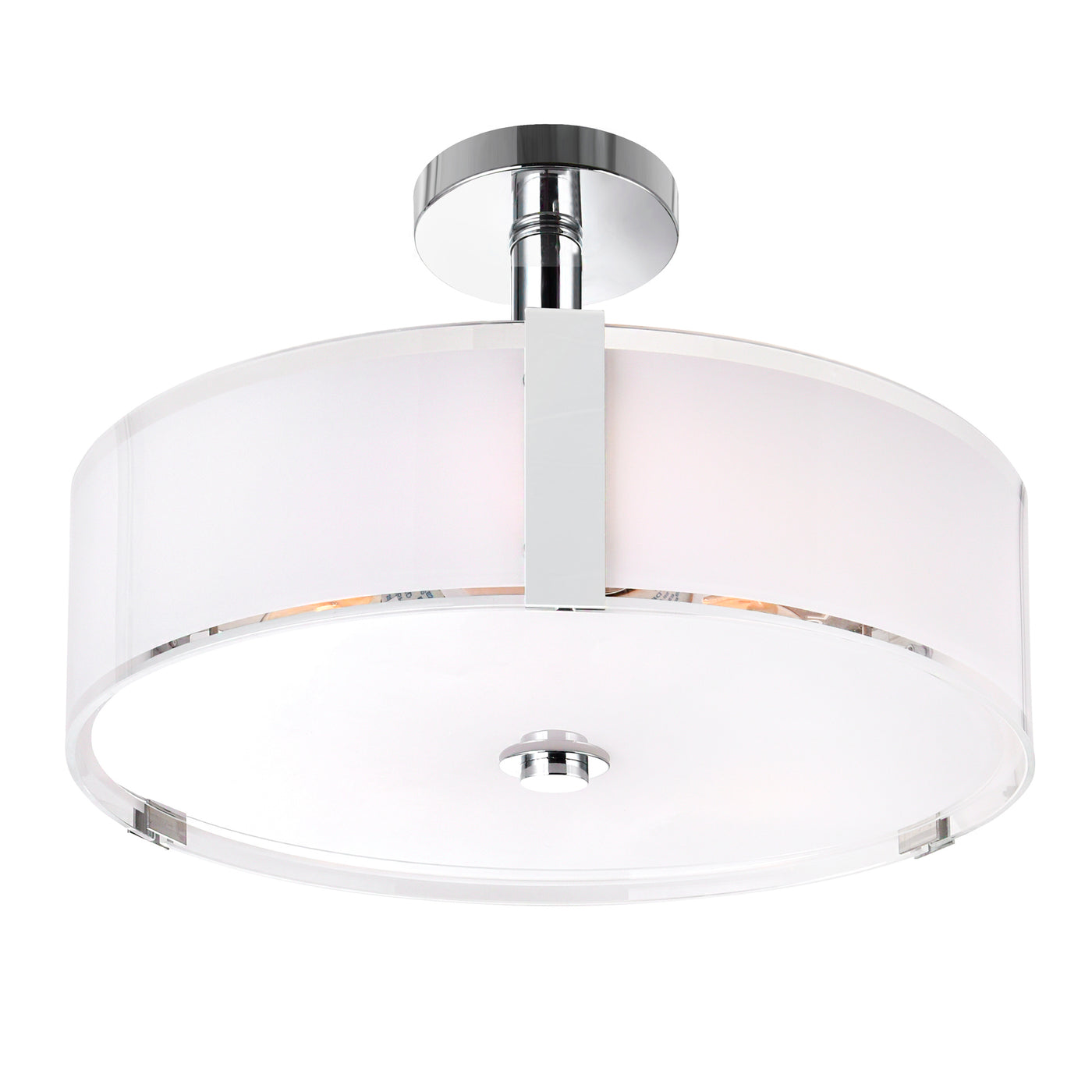 Lucie 5 Light 21in Chrome Flush Mount Round Drum Shade