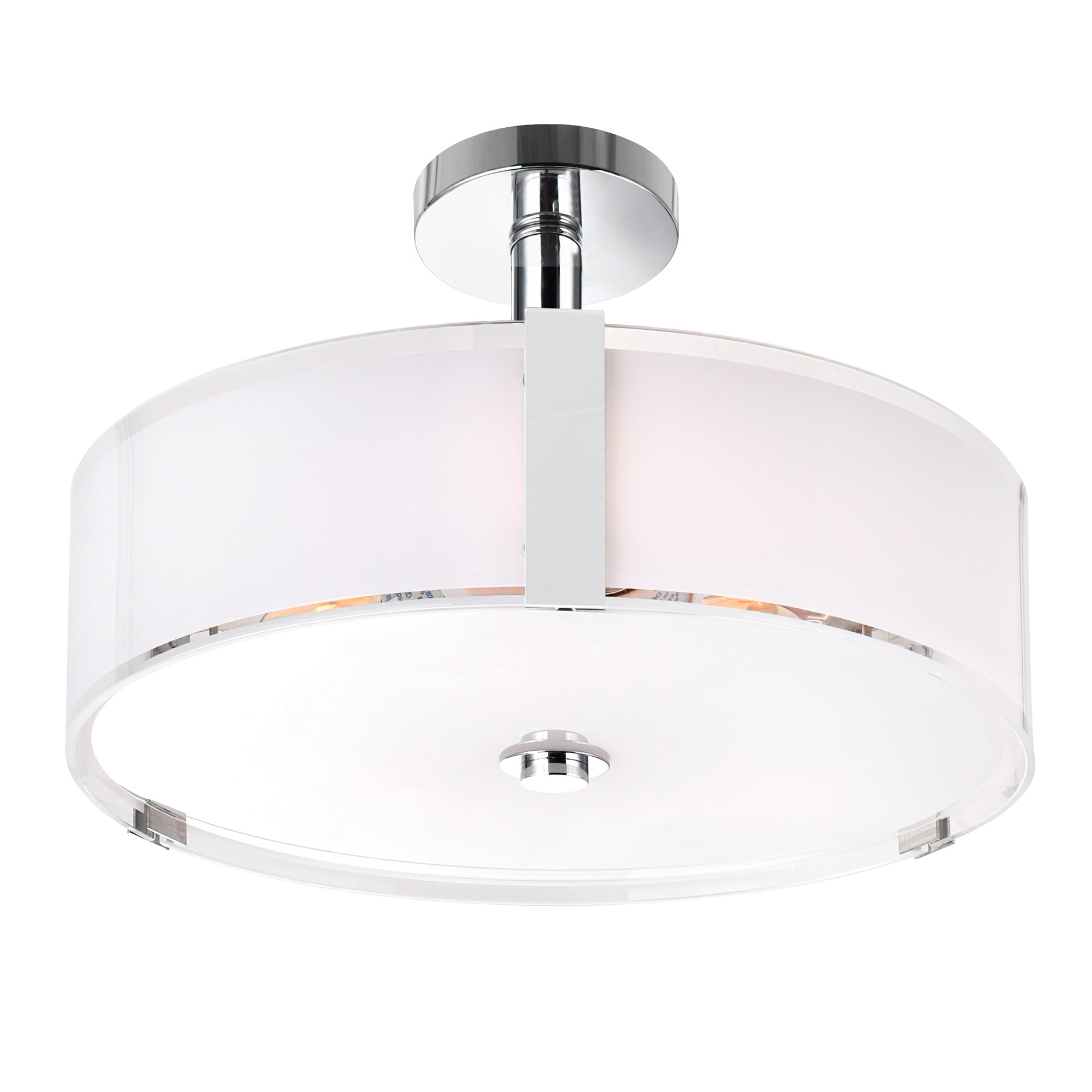 Lucie 5 Light 21in Chrome Flush Mount Round Drum Shade