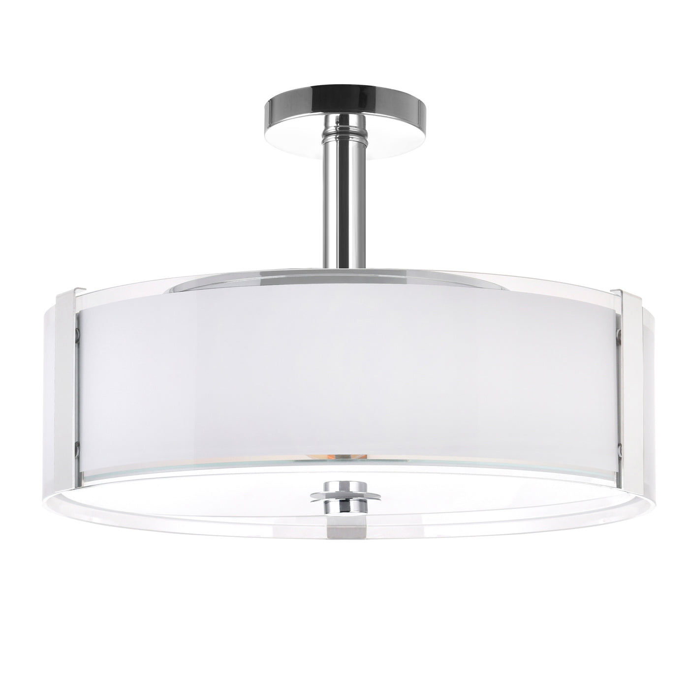 Lucie 5 Light 21in Chrome Flush Mount Round Drum Shade