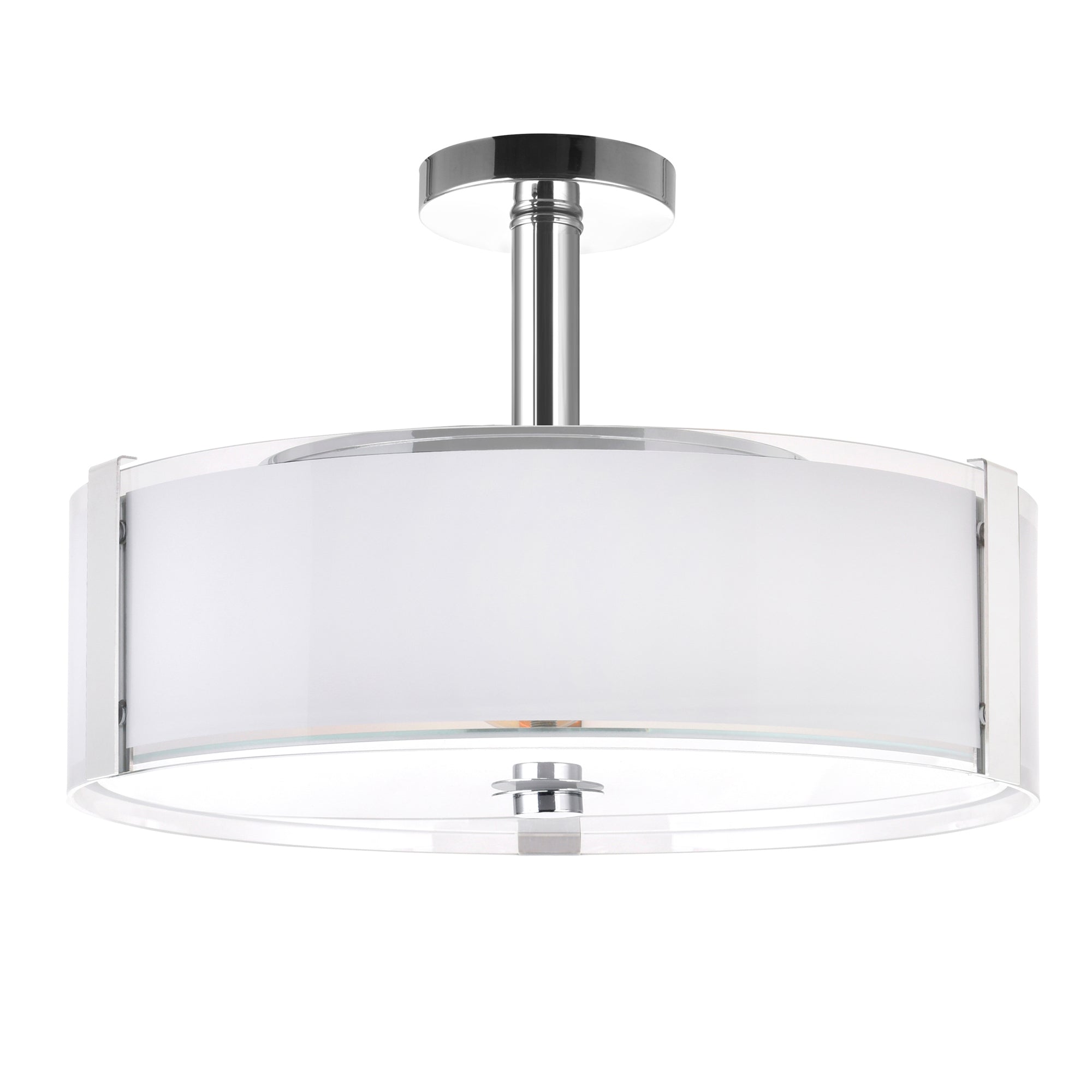 Lucie 5 Light 21in Chrome Flush Mount Round Drum Shade