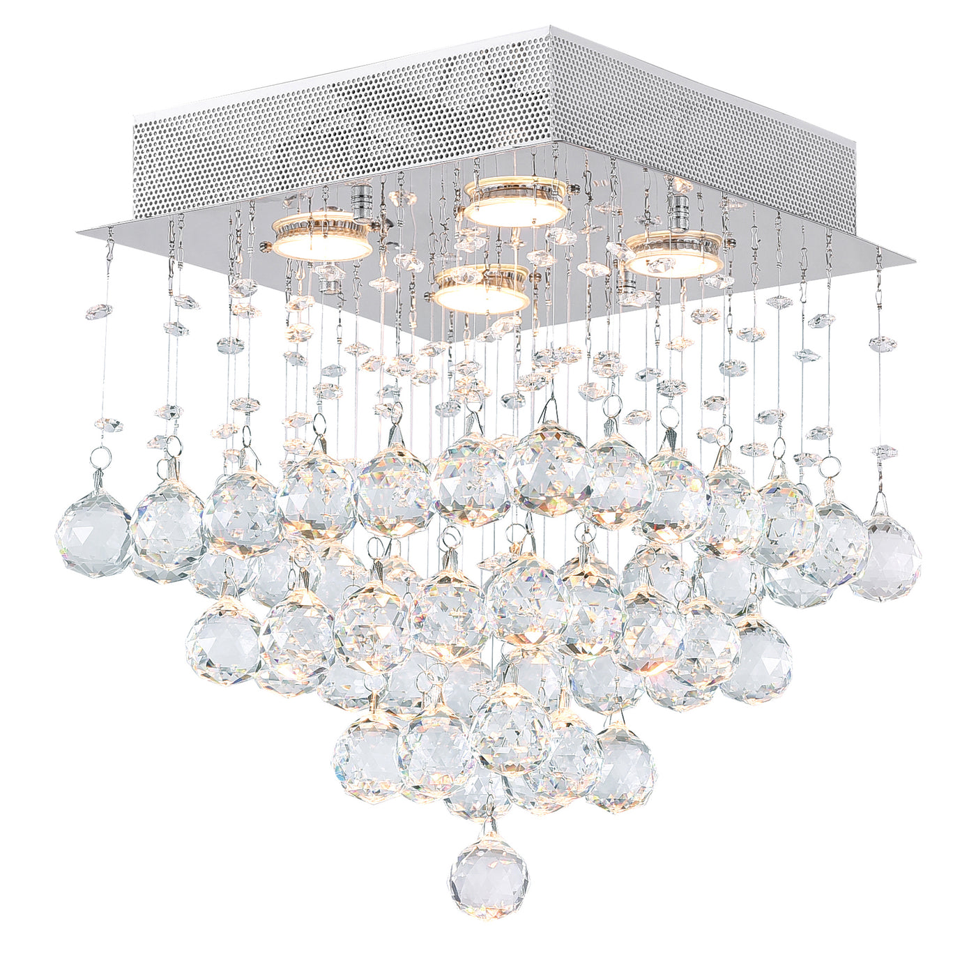 Square 4 Light Chrome Chandelier