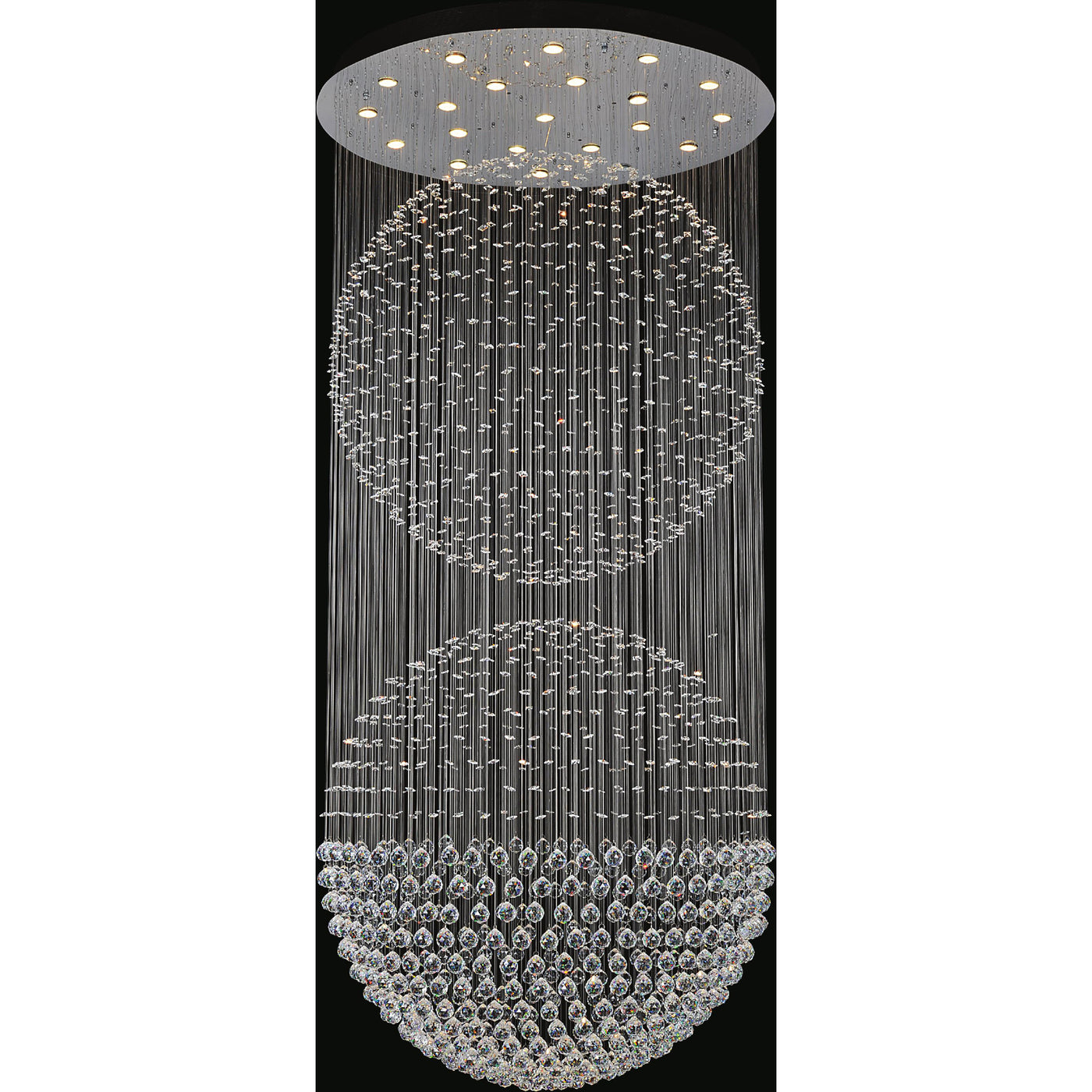 Double Sphere 21 Light Chrome Chandelier