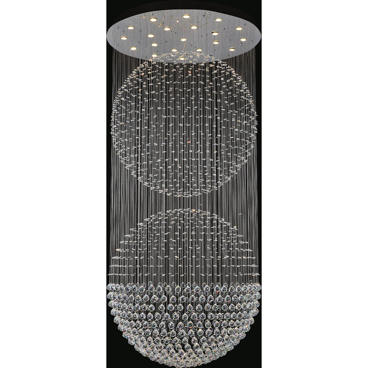 Double Sphere 21 Light Chrome Chandelier