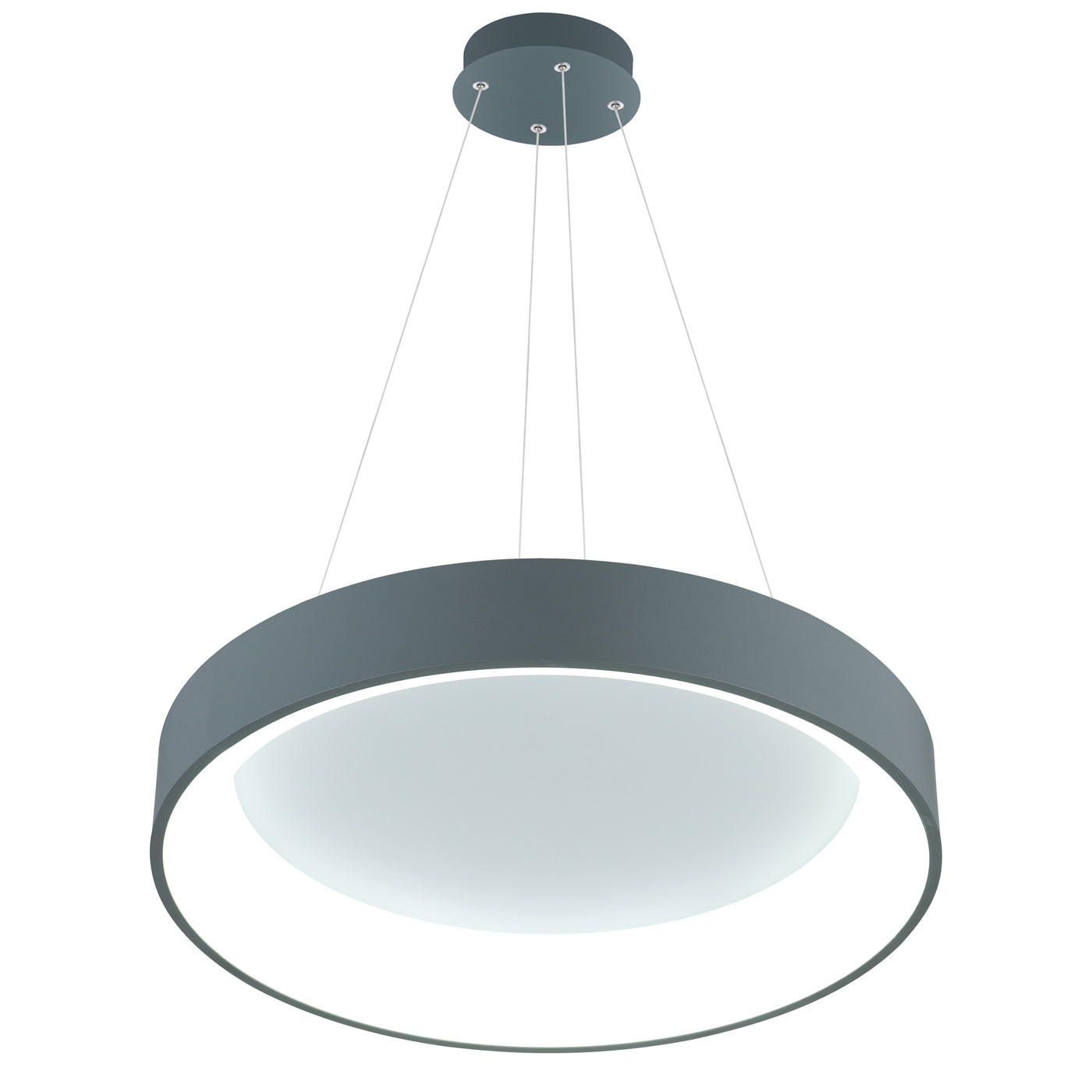 24 Inch 1 Light Drum Shade Pendant LED Gray and White Finish