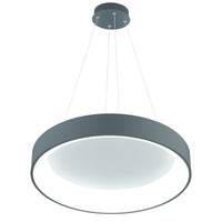 24 Inch 1 Light Drum Shade Pendant LED Gray and White Finish