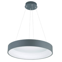 24 Inch 1 Light Drum Shade Pendant LED Gray and White Finish