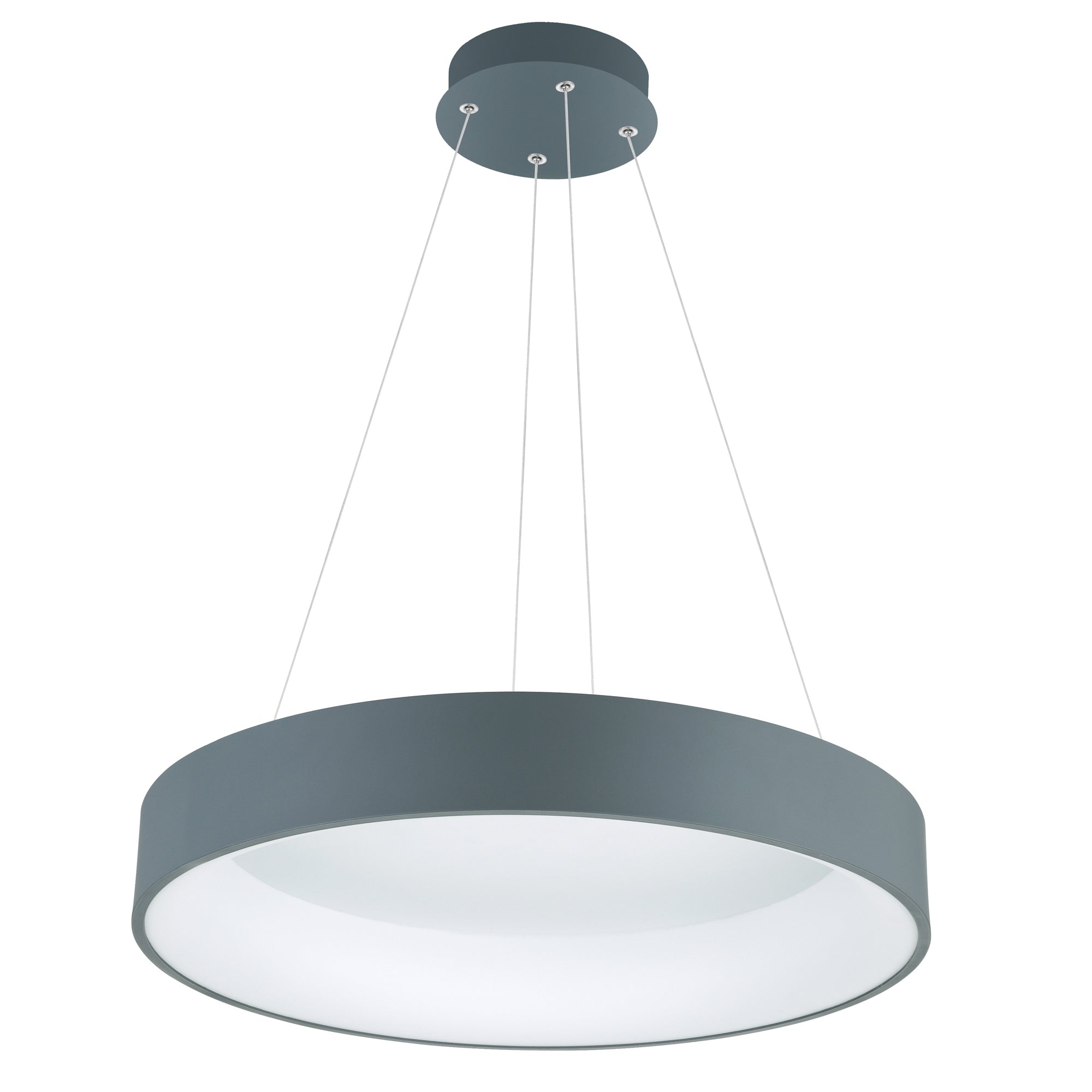 24 Inch 1 Light Drum Shade Pendant LED Gray and White Finish