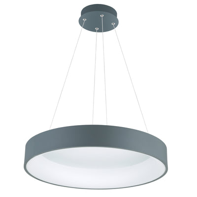 24 Inch 1 Light Drum Shade Pendant LED Gray and White Finish