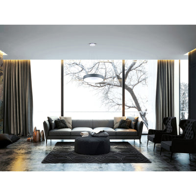 24 Inch 1 Light Drum Shade Pendant LED Gray and White Finish