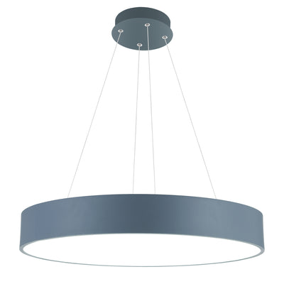 24 Inch 1 Light Drum Shade Pendant LED Gray and White Finish