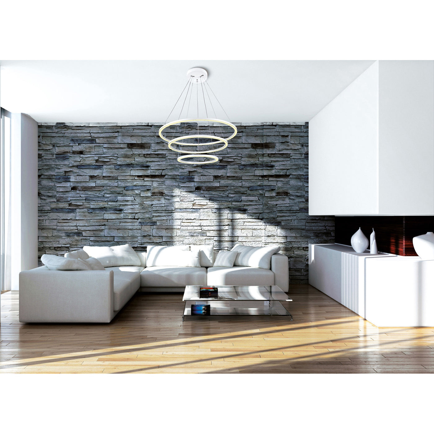 Chalice Chandeliers White Finish 3 Rings