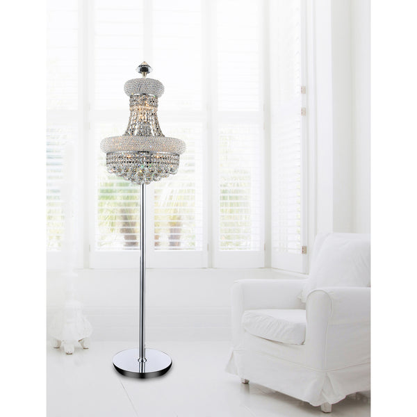 Empire 8-Light Chrome Floor Lamp with Crystals