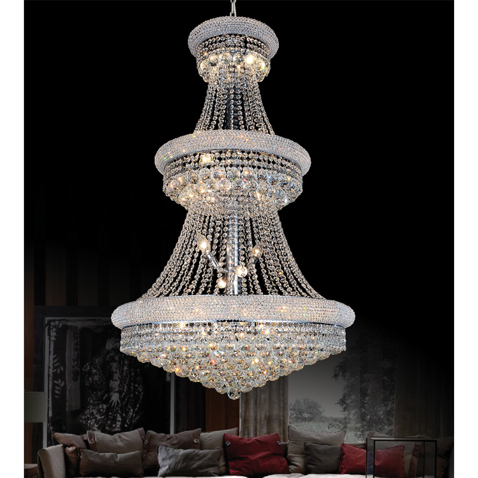 Empire Chandeliers 32 Light Chrome Crystal