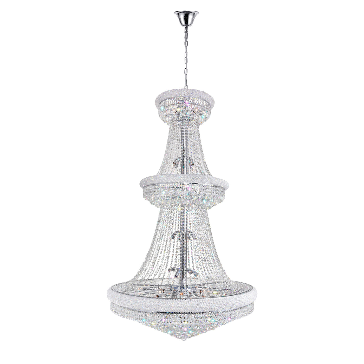 Empire Chandeliers 38 Light Chrome Crystals