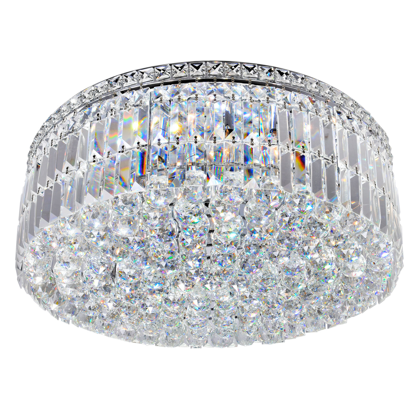 Colosseum 10 Light Chrome Flush Mount with Crystals