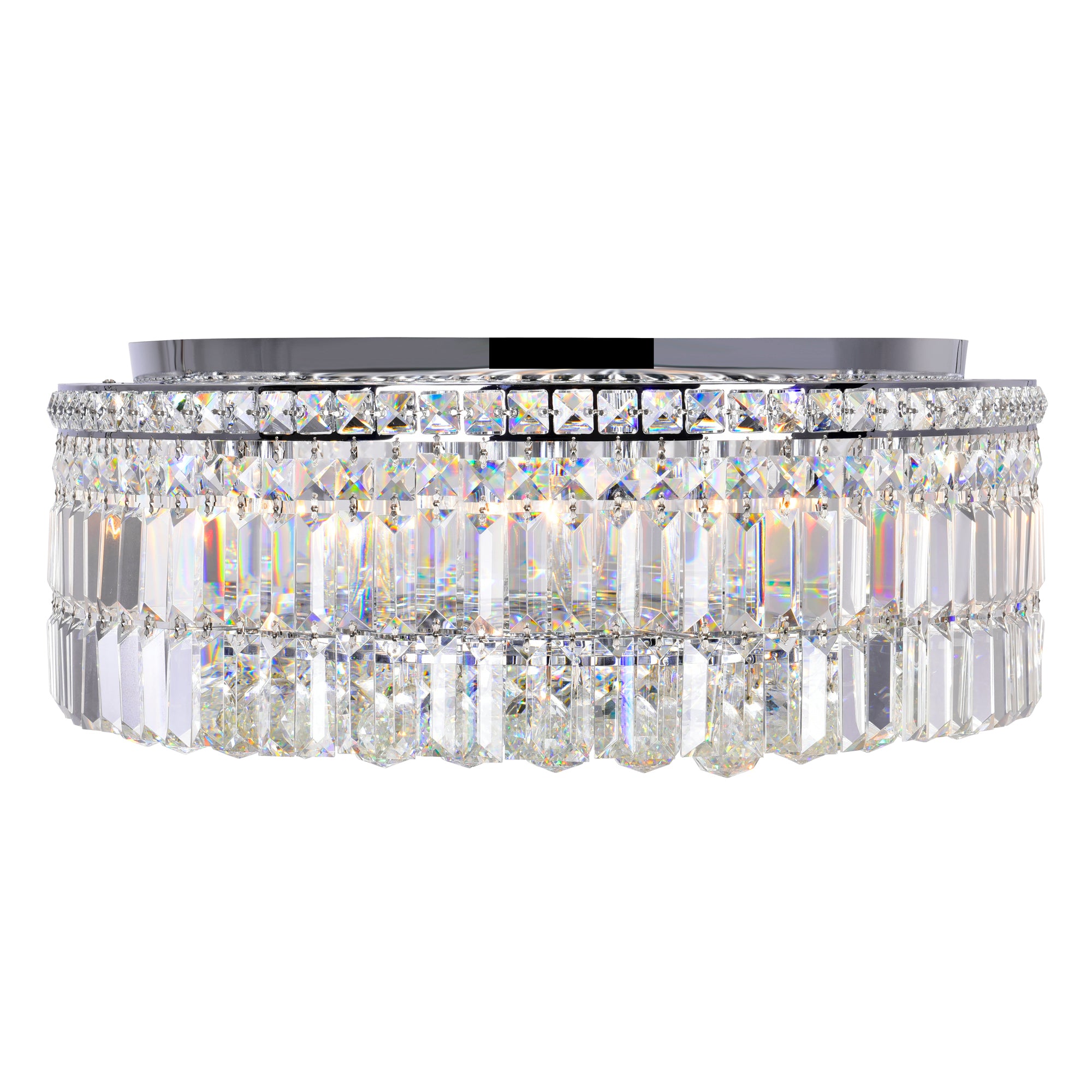 Colosseum 10 Light Chrome Flush Mount with Crystals