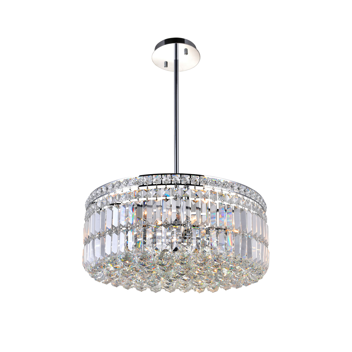 Colosseum 8 Light Chrome Chandelier Down Fixture with Crystals