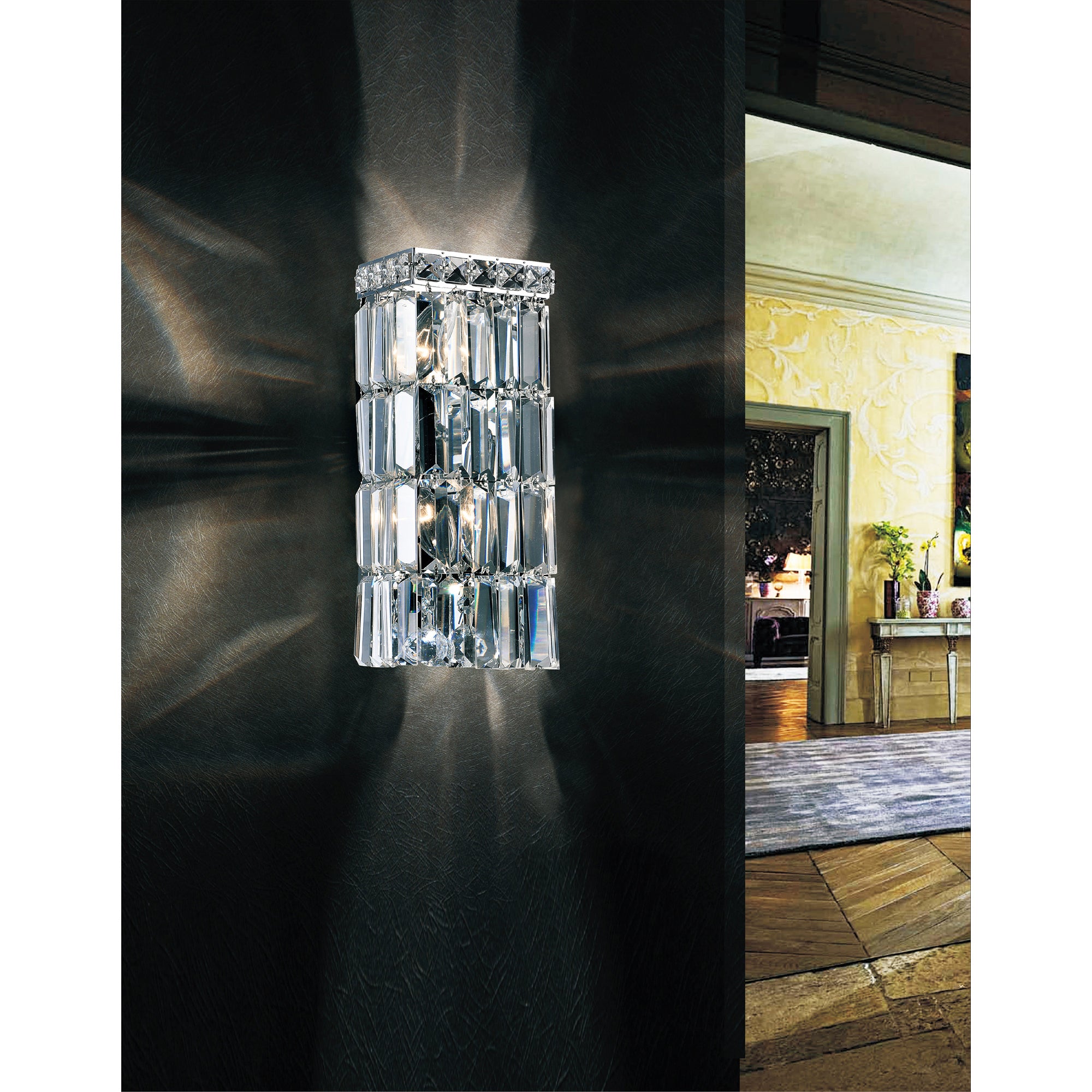 Colosseum 2 Light Bathroom Sconce with Crystal Accents