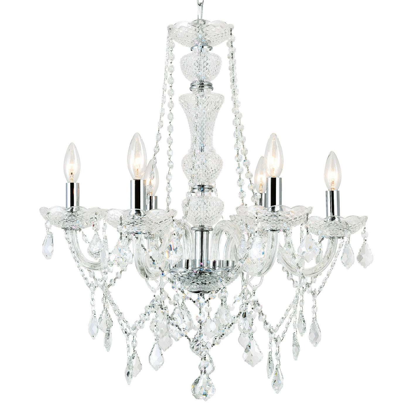 Princeton 6 Light Chrome Chandelier Down Fixture