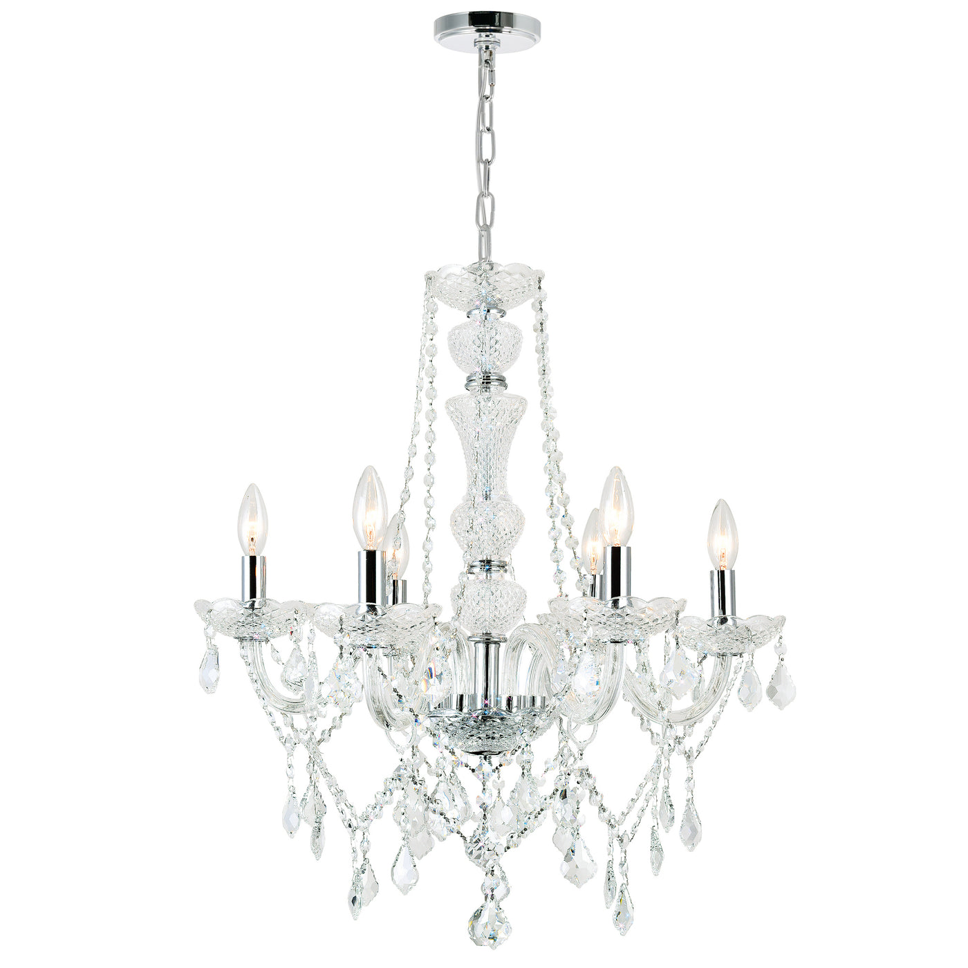Princeton 6 Light Chrome Chandelier Down Fixture