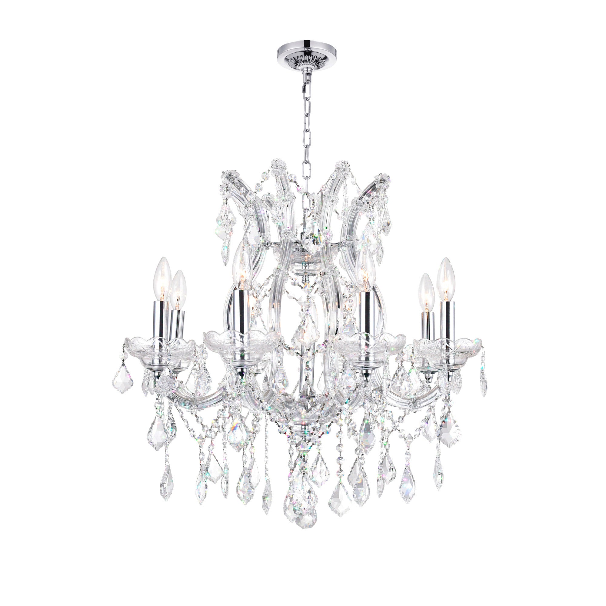 Maria Chandeliers 9 Lights Chrome Crystal