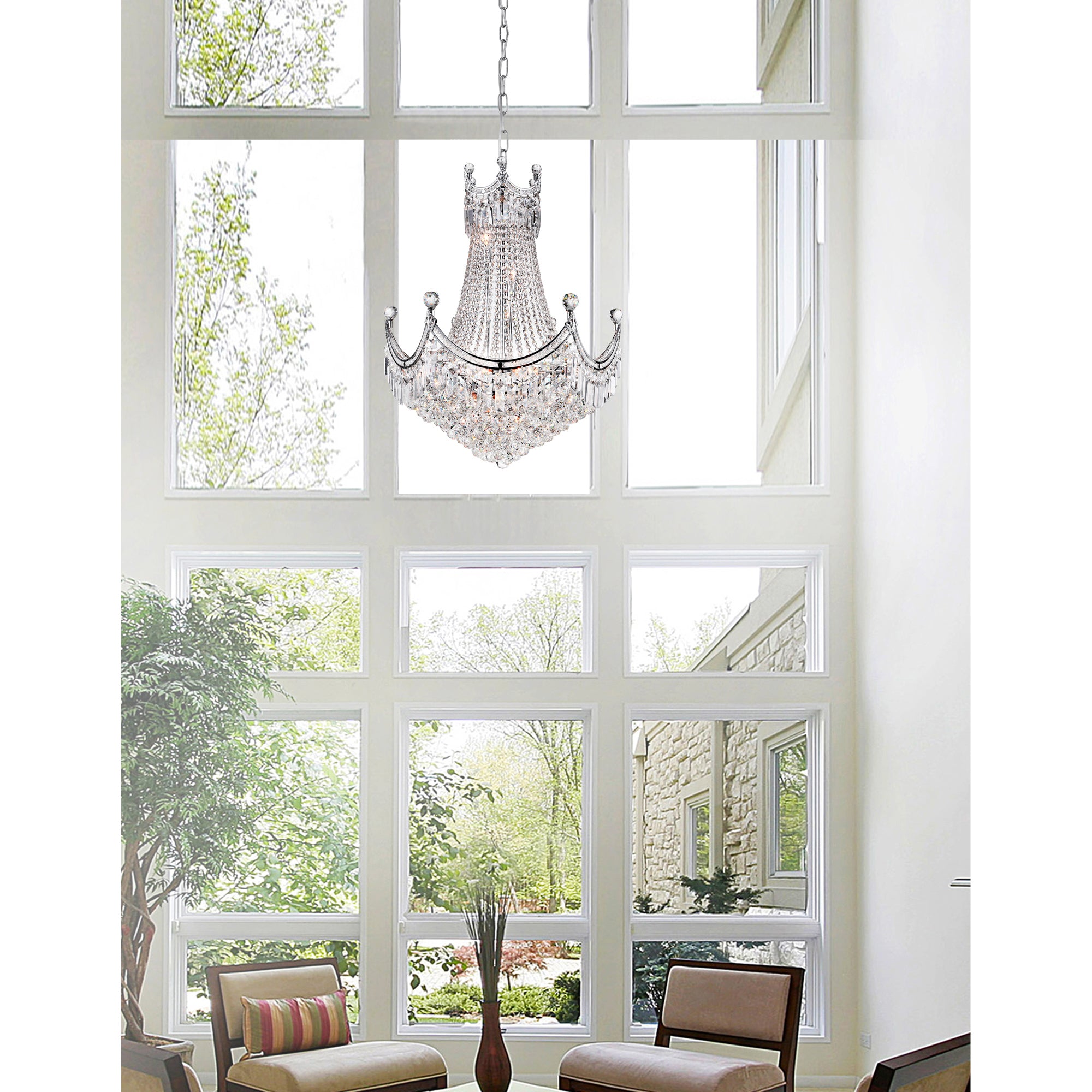 Amanda 15 Light Chrome Chandelier Down Fixture