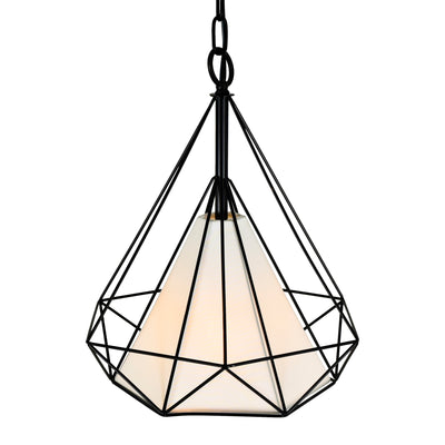 Diamond 1 Light 15in Black Down Pendant