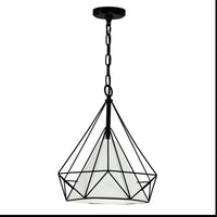Diamond 1 Light 15in Black Down Pendant