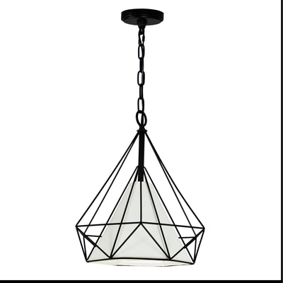 Diamond 1 Light 15in Black Down Pendant
