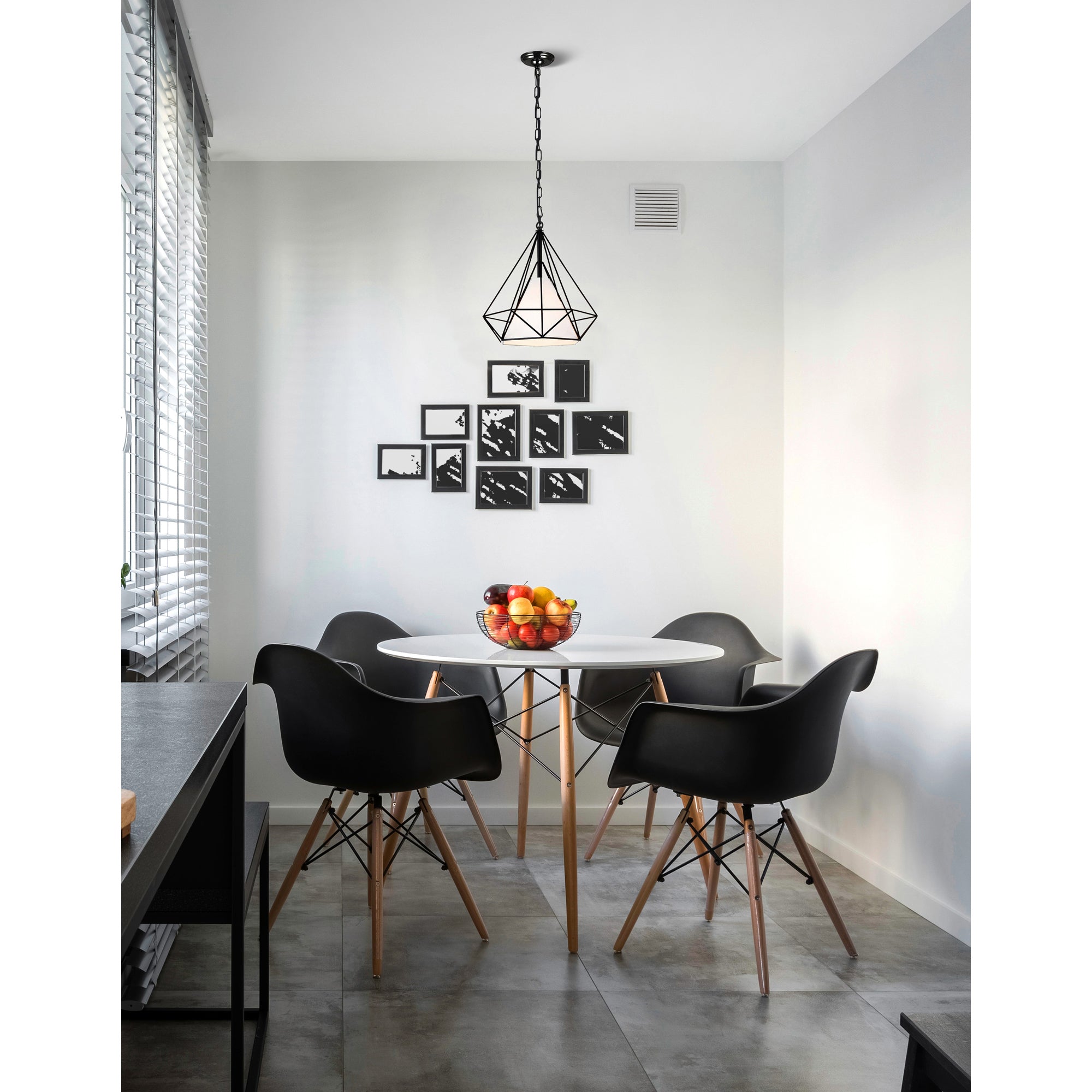 Diamond 1 Light 15in Black Down Pendant
