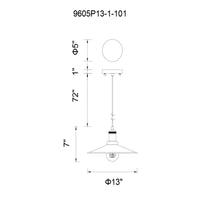 Brave 1 Light 13in Black Mini Pendant