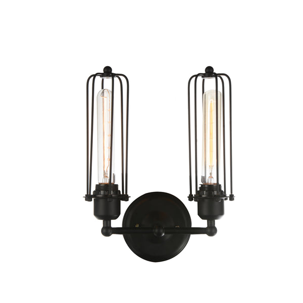 Benji 2 Light Black Wall Sconce with dual arm design