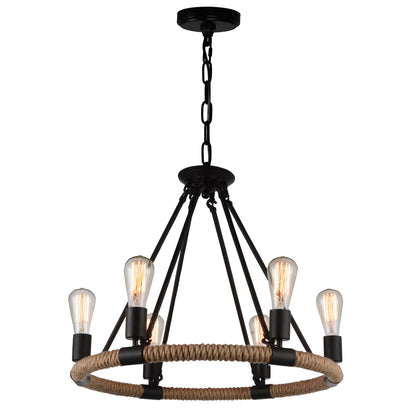Ganges 6 Light Up Black Chandelier