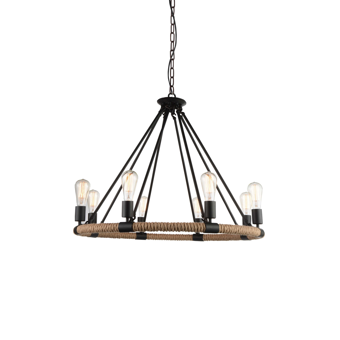 Ganges 8 Light Up Black Chandelier