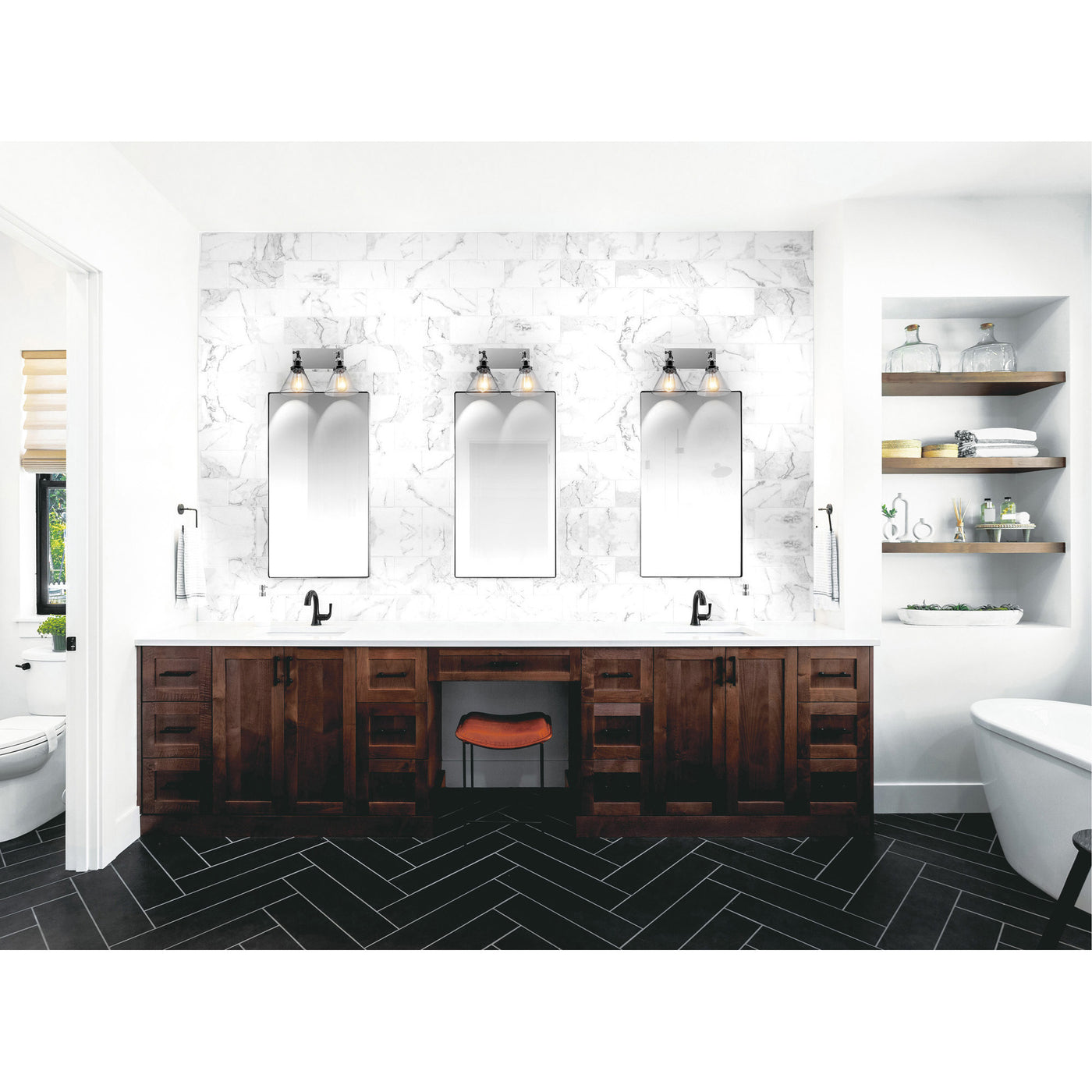 Eustis 2 Light Nickel Vanity Light