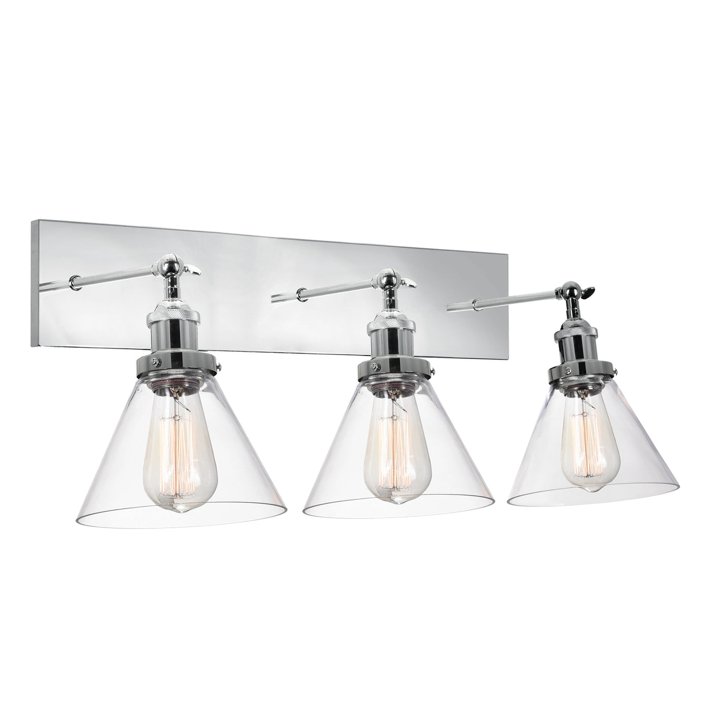 Eustis 3 Light Polished Vanity Light Nickel Vanity Light