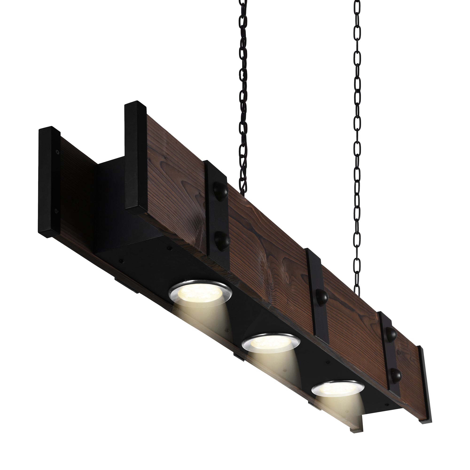 Pago Chandeliers 3 Light Black Wood Finish