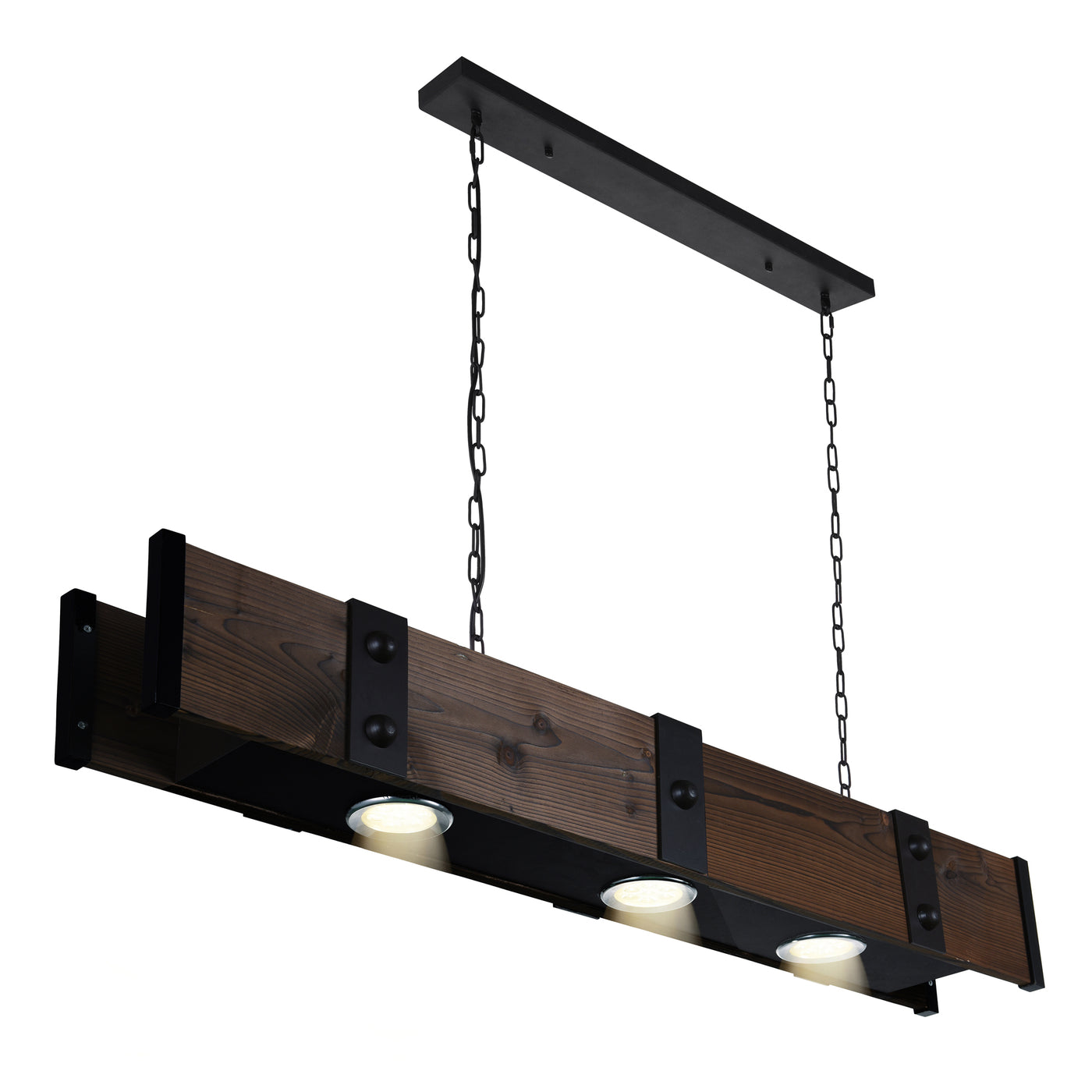 Pago Chandeliers 3 Light Black Wood Finish