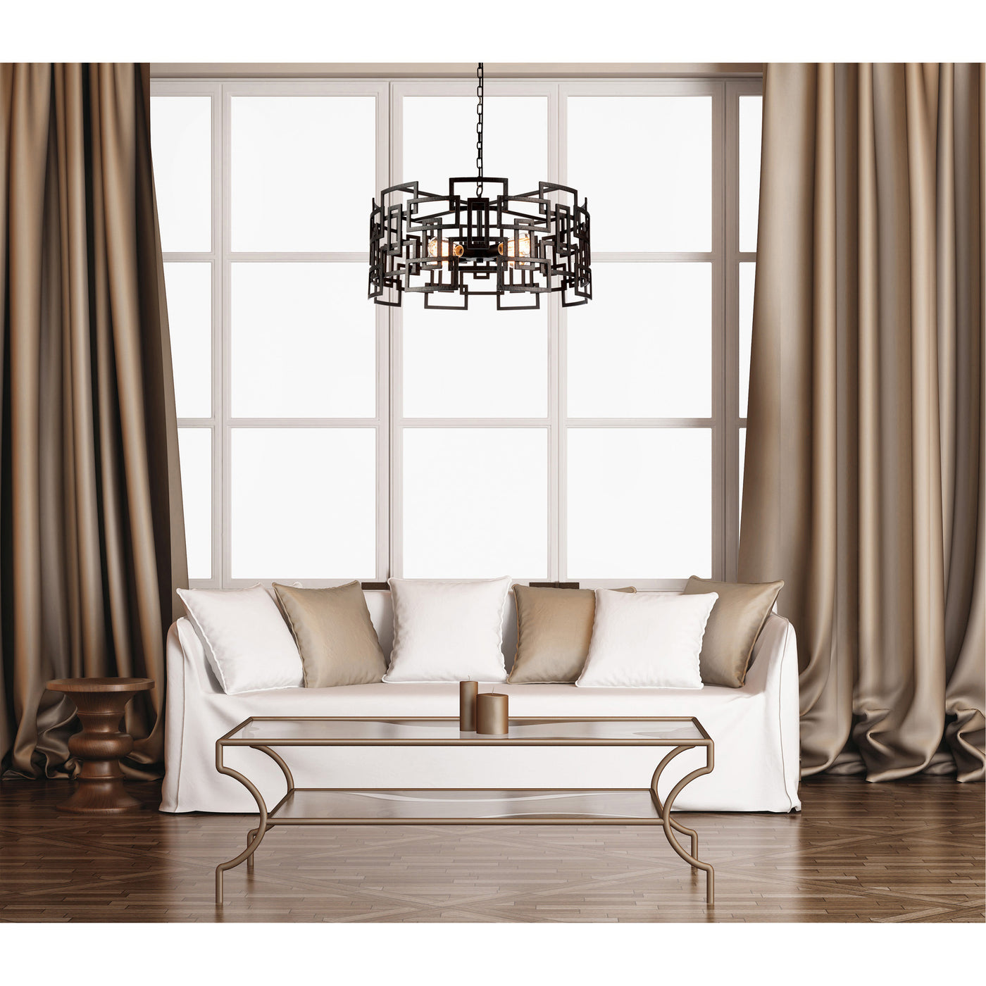 Litani 4 Light Brown Chandelier Down Chandelier