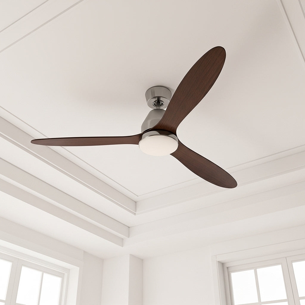 56 Inch 1 Light LED DC Smart Indoor Outdoor Chrome Fan with Koa Blades and Remote