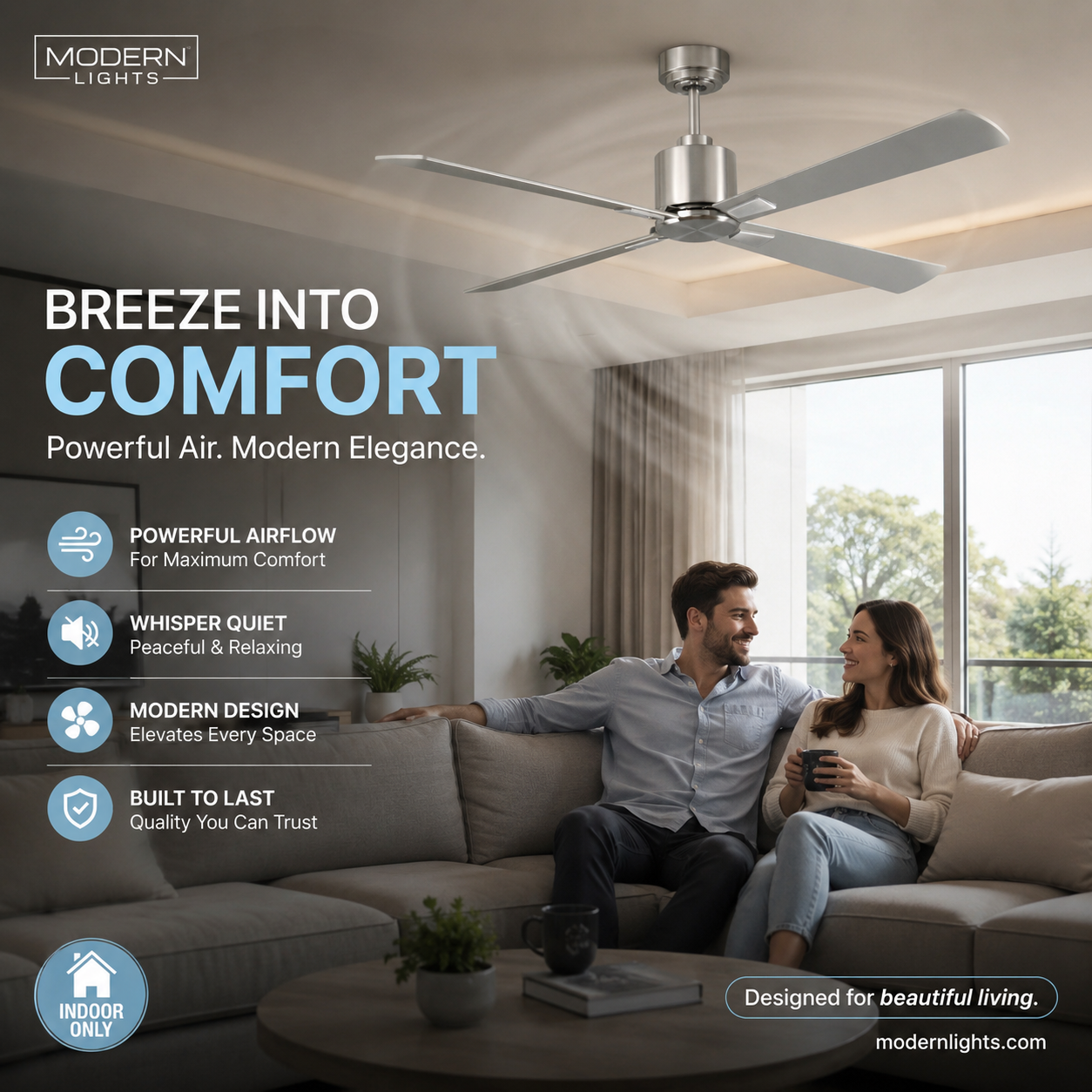 52 Inch DC Chrome Fan with Matte Silver Blades and Remote