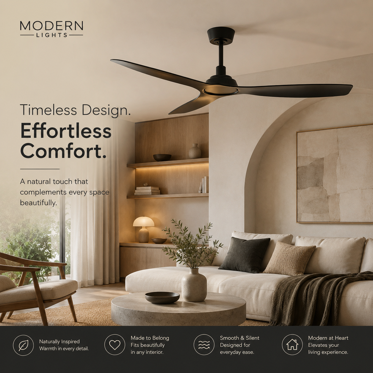 52 Inch Indoor Outdoor DC Black Fan with Remote