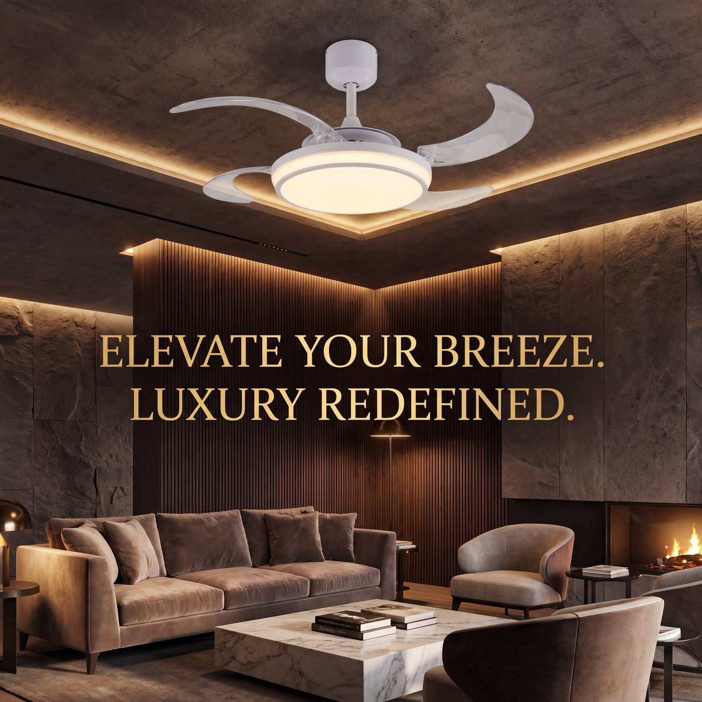 EVO1 48 Inch 1 Light White Fan with Retractable Blades and LED