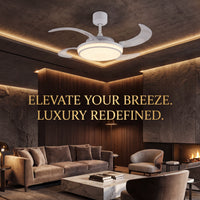 EVO1 48 Inch 1 Light White Fan with Retractable Blades and LED